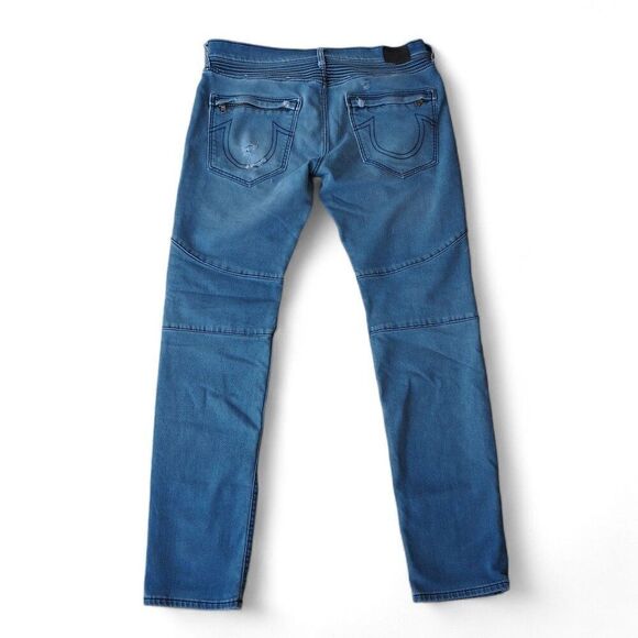 True Religion Rocco Relaxed Skinny Jeans Medium Distressed Wash Men's 34 - Picture 2 of 14